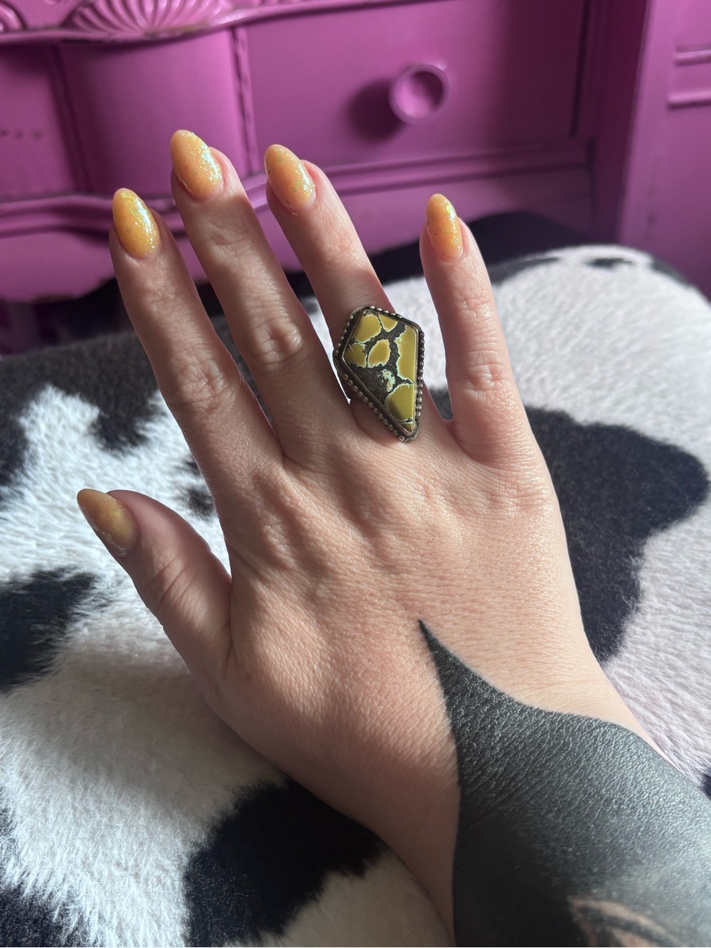 Sterling Silver Yellow Stone Handmade Ring